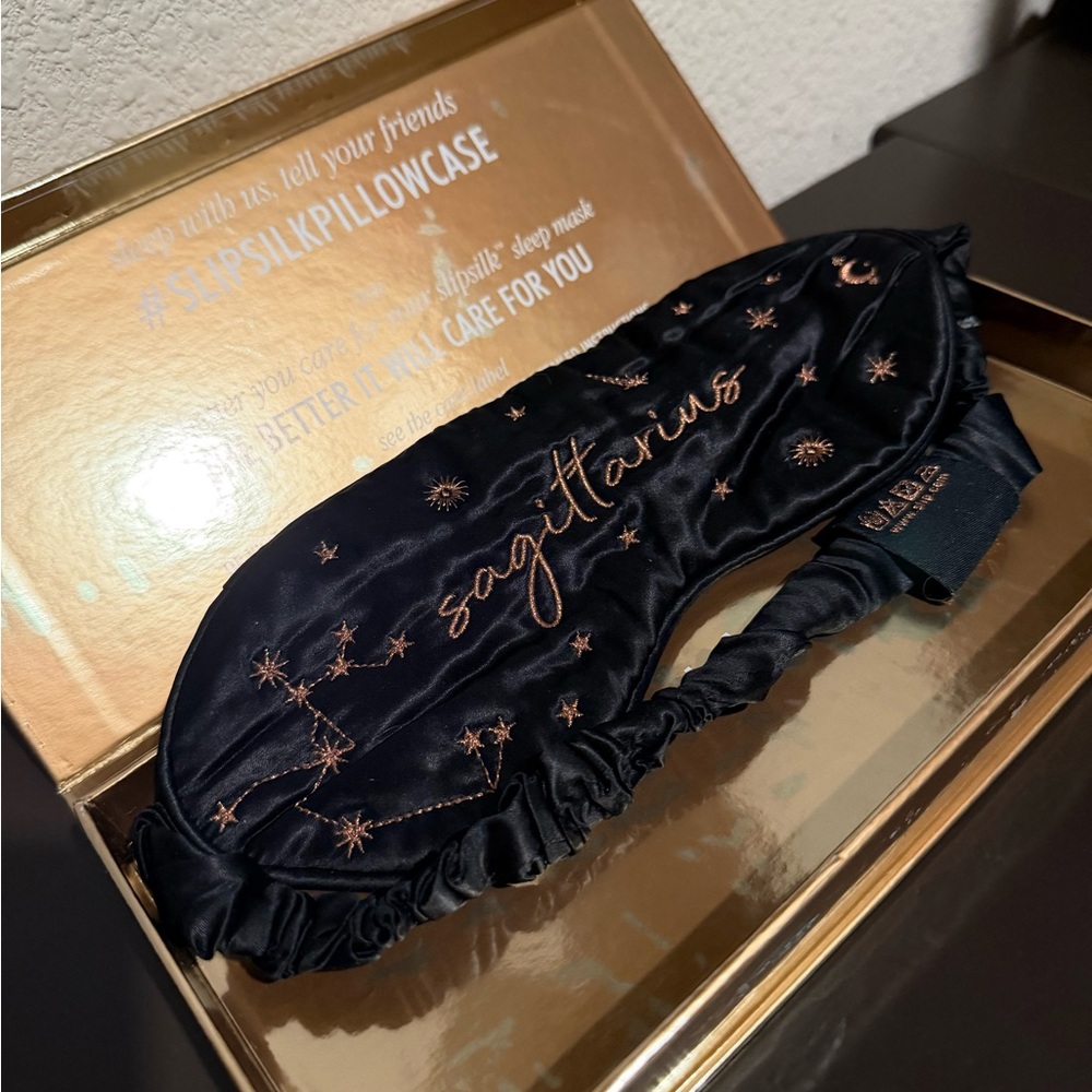 Slip Zodiac Silk Sleep Mask - Black with Gold Accents, NWOT Sagittarius
